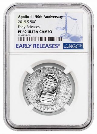 2019 S Apollo 11 50th Anniv Commemorative Clad Half Dollar Ngc Pf69 Er Sku57256
