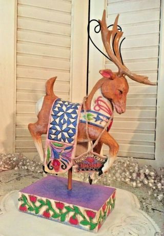 2004 Jim Shore Dash Away Blue Blanket Reindeer Figure Christmas Enesco 118110