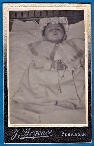 Vintage Baby Child Cdv Card Photo Foto Post Mortem France Ca 1910