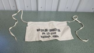 Vintage Waterloo Lumber Co Waterloo Iowa Cloth Carpenter Nail Apron