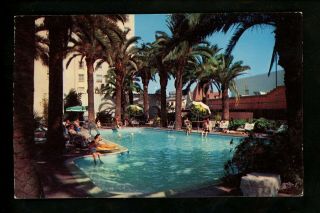 Motel Hotel Postcard California Ca Hollywood Plaza Hotel Pool Chrome