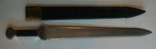 Sword - Short Survival.  16  X 2  Carbon Steel Blade.  Hand Made.  Ebony Wood Scales.