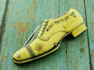 Antique J Koester Germany Figural Star Brand Shoe Ad Folding Pocket Knife Knives