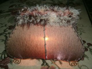 Vintage Lamp /table / Top Night Light Feathers Decorative Stitches