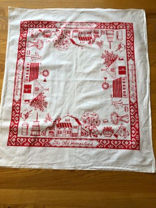 Startex Wonder - Dri Towel Small Tablecloth The Old Homestead Red And White