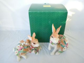 Woodland Spring Rabbits By Fitz & Floyd Classics 2 Pc Large Figurines Set
