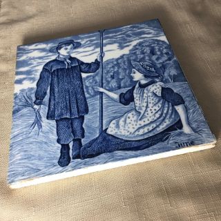 Antique Josiah Wedgwood & Sons Etruria Months Series Tile @1878 Calendar June 7