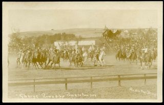 Pendleton Oregon Round - Up " Charge " Rodeo Drug Co.  1926 Rppc Photo Postcard