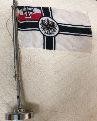 Vintage Kingdom Of Prussia Flag Prussian Germany On Stand Pole.