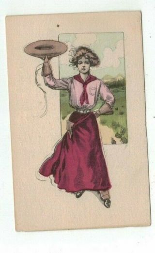 Antique Cowboy Western Post Card Hc Uncaptioned Cowgirl