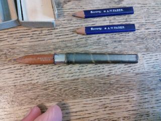 Vintage Mini E.  Faber Carpenter Pencil w/3 A.  W.  Faber mini pencils 4