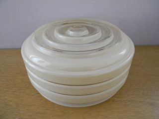 Vintage Tiered White Glass Art Deco Ribbed Ceiling Light Fixture Shade 3