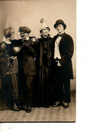 Rppc Group Dressed Up Women As Men Halloween Party Gay Lesbian Interest 5