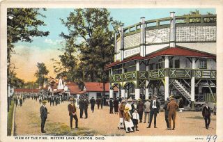 Canton Ohio 1930s Postcard View Of The Pike Meyers Lake Amusement Park