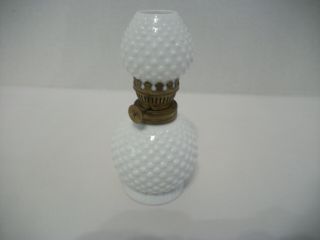 Vintage Miniature White Milk Glass Hobnail Oil Lamp - Made In Japan