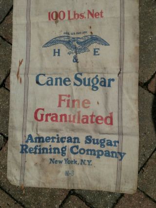 Vintage Sugar Sack American Sugar Refining Company Cloth Bag 100 Lb