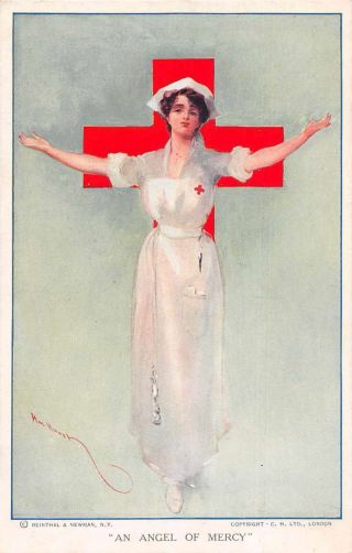 Red Cross Nurse Fantasy " An Angel Of Mercy " Vintage Postcard Je228939