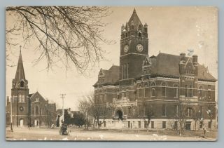 Harvey County Court House Newton Kansas Rppc Antique Photo—catholic Church 1911
