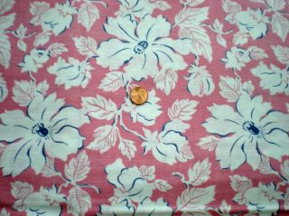 Large Floral On Pink Full Vtg Feedsack Quilt Sewing Dollclothes Craft Fabric