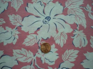 Large FLORAL on PINK Full Vtg FEEDSACK Quilt Sewing DollClothes Craft Fabric 3