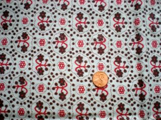 Floral Intact Vtg Feedsack Quilt Sewing Doll Clothes Cratf Fabric Red Brown