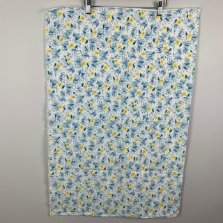 Vintage 30s Open Feedsack Feedbag White Yellow Blue Floral Print Fabric Cotton
