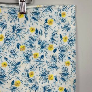 Vintage 30s Open Feedsack Feedbag White Yellow Blue Floral Print Fabric Cotton 2