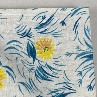 Vintage 30s Open Feedsack Feedbag White Yellow Blue Floral Print Fabric Cotton 4