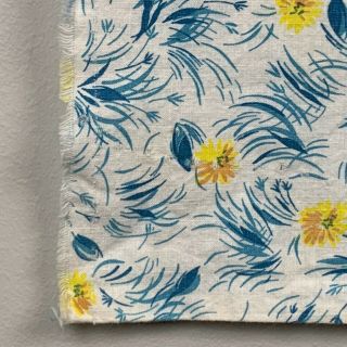 Vintage 30s Open Feedsack Feedbag White Yellow Blue Floral Print Fabric Cotton 5