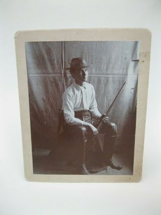 Rare Old 19th Century Cowboy W Knife - Revolver - Shotgun Photo