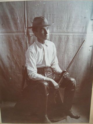 RARE Old 19th Century Cowboy w Knife - Revolver - Shotgun Photo 2