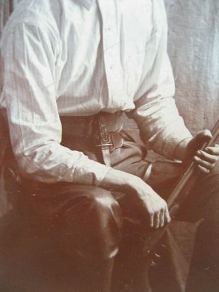 RARE Old 19th Century Cowboy w Knife - Revolver - Shotgun Photo 4