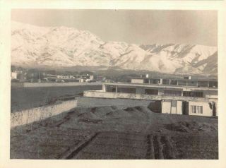 Tehran Iran Mountains Houses Construction 1950s Vintage Black White Photo
