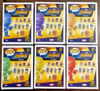 Funko POP Marvel Avengers Infinity War CHROME THANOS SET of 6 Walmart Exclusive 2