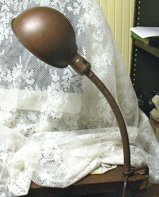 Vintage Art Deco Gooseneck Clamp On Desk Lamp Utility Industrial