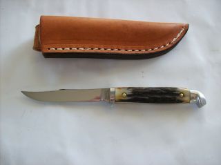 Winchester Knife By Queen Stag True Bird & Trout W/orig.  Sheath