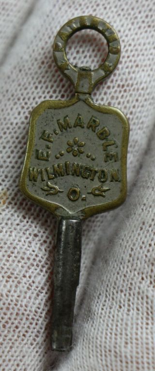 Vintage 1874 Jeweler And Watch Makers Key E.  F.  Marble Wilmington Ohio
