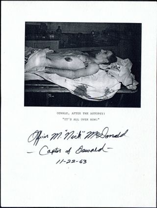 Lee Harvey Oswald Autopsy Photo - Autographed - Jfk Assassination - Graphic