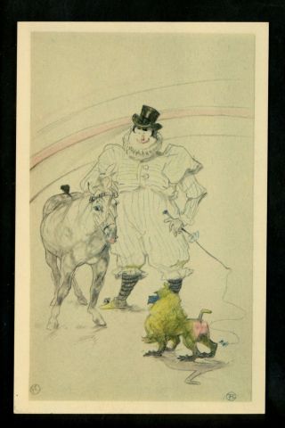 Circus Postcard Art Drawing At The Circus Toulouse - Lautrec Institute Chicago Il