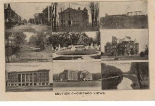 Multiview Photos Of Chicago Black White 1914? Buildings Park Postcard