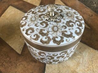 Maitland Smith Brown And White Ceramic Box