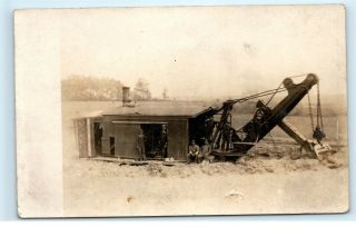 Early 1900s Steam Shovel Black Rock Ny ? Vintage Rppc Real Photo Postcard D75