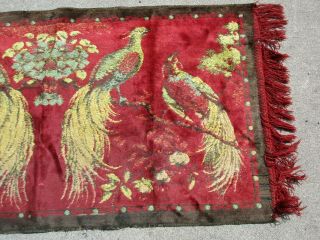 vintage Peacocks Image Tapestry Style Rug Runner w Fringe 37 