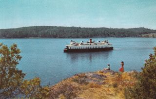 Ferry Across From San Juan Islands Washington Postcard 1950 