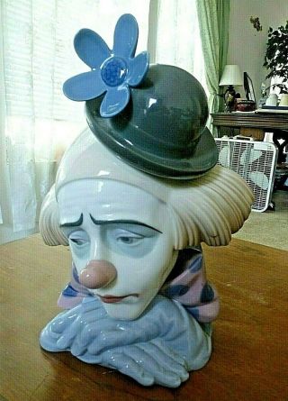 Lladro Sad Clown Jester Bust 5130 Jose Puche Retired 1981