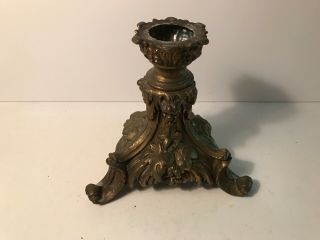 Antique Ornate Cast Alloy 3 Legged Brass Plated Electric Table Lamp Base Grapes