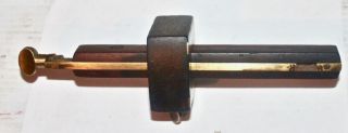 EARLY ROSEWOOD BRASS BOUND CARPENTER ' S SCRIBE W/ADJUSTABLE POINTS FOR DOVETALING 3