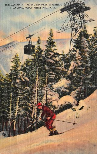 C22 - 1252,  Cannon Mt.  In Winter,  Franconia Notch,  White Mts. ,  Nh. ,  Postcard.