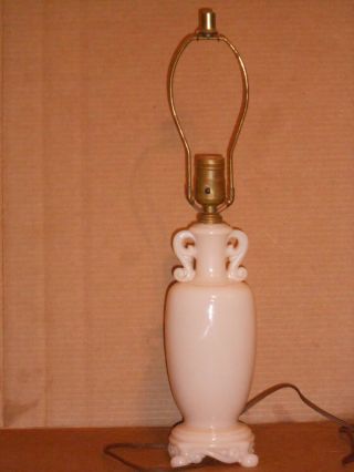 vintage alacite aladdin pink milk glass table lamp retro light 2