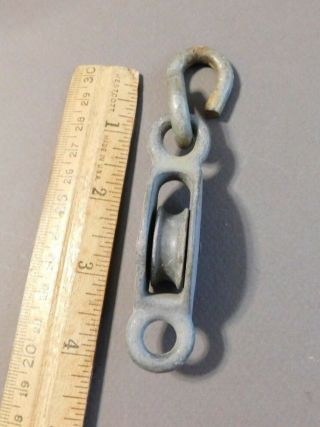 Vintage Small Metal Pulley With Hook Attached